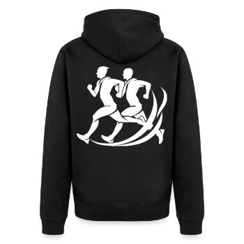 Jogger Sketch - Unisex Premium Organic Zip Hoodie - black - Back - Nico (187cm)