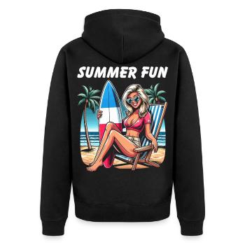 Sommer Strand Haute Couture - Unisex Premium Bio Zip Hoodie - Schwarz - Hinten - Nico (187cm)