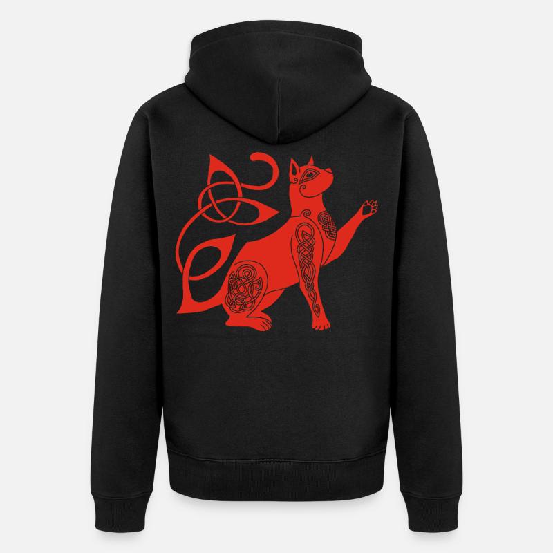 Chat rouge celte - Veste à capuche bio Premium Unisexe - noir