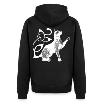 Chat blanc celte - Veste à capuche bio Premium Unisexe - noir - Dos - Nico (187cm)