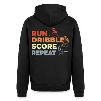 Run, dribble, score, repeat - Unisex Premium Organic Zip Hoodie - black - Back - Nico (187cm)