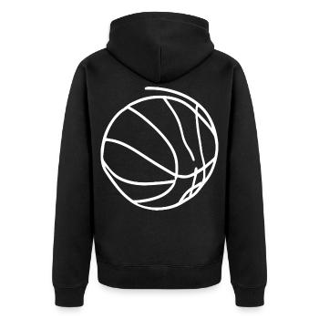 Basketball Skizze - Unisex Premium Bio Zip Hoodie - Schwarz - Hinten - Nico (187cm)