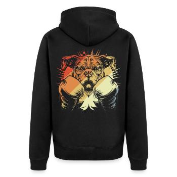 Boxen Hund Vintage - Unisex Premium Bio Zip Hoodie - Schwarz - Hinten - Nico (187cm)