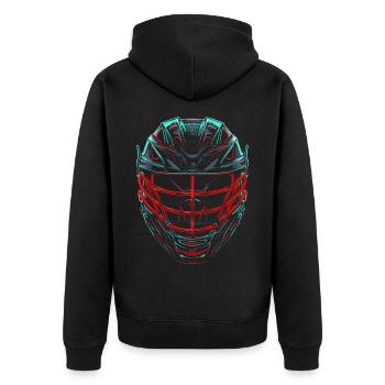 Lacrosse Helmet Retrowave - Unisex Premium Organic Zip Hoodie - black - Back - Nico (187cm)