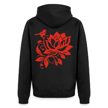 The Red Lotus and the Bird - Unisex Premium Organic Zip Hoodie - black - Back - Nico (187cm)