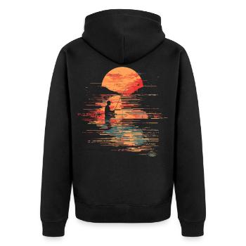 Illustration de pêche - Veste à capuche bio Premium Unisexe - noir - Dos - Nico (187cm)