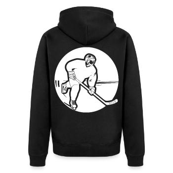 Eishockeyspieler Zeichnung - Unisex Premium Bio Zip Hoodie - Schwarz - Hinten - Nico (187cm)