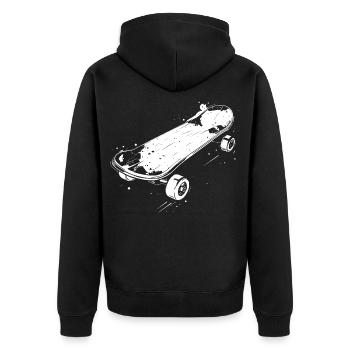 Skateboard Skizze - Unisex Premium Bio Zip Hoodie - Schwarz - Hinten - Nico (187cm)