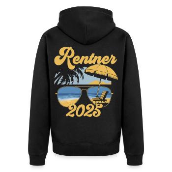 Beach Rentner 2025 Rente Frührentner Pension - Unisex Premium Bio Zip Hoodie - Schwarz - Hinten - Nico (187cm)