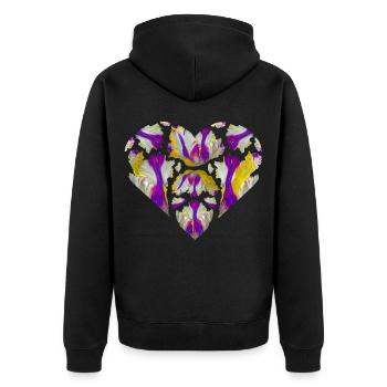 Explosion de couleurs en cœur - Veste à capuche bio Premium Unisexe - noir - Dos - Nico (187cm)