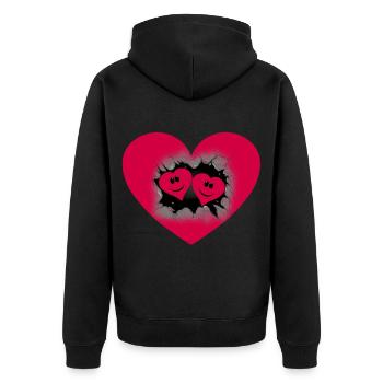 Cœur de la Saint-Valentin Coeurs Partenaire Saint-Valentin Amour - Veste à capuche bio Premium Unisexe - noir - Dos - Nico (187cm)