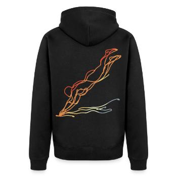 Schwimmen Vintage Look - Unisex Premium Bio Zip Hoodie - Schwarz - Hinten - Nico (187cm)