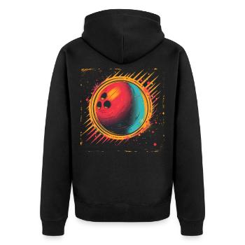 Bowling Vaporwave - Unisex Premium Bio Zip Hoodie - Schwarz - Hinten - Nico (187cm)