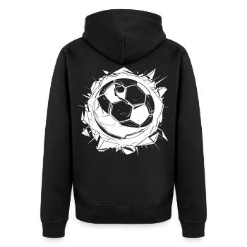 Fußball Zeichnung - Unisex Premium Bio Zip Hoodie - Schwarz - Hinten - Nico (187cm)