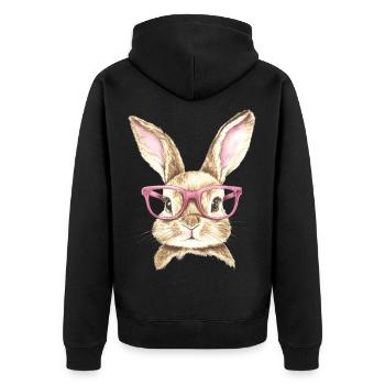 Lapin Lapin Lunettes Oreilles de Lapin Cadeau Lapin - Veste à capuche bio Premium Unisexe - noir - Dos - Nico (187cm)