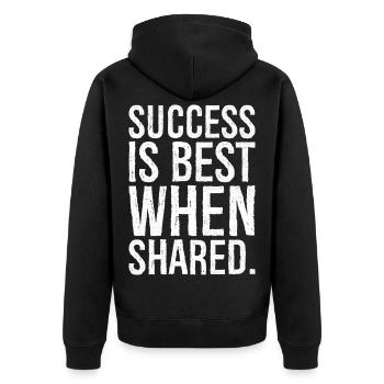 success is best when shared - Unisex Premium Organic Zip Hoodie - black - Back - Nico (187cm)
