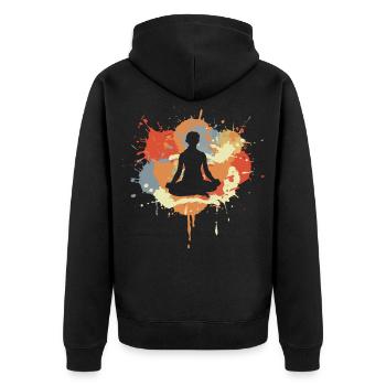 Yoga - Unisex Premium Organic Zip Hoodie - black - Back - Nico (187cm)