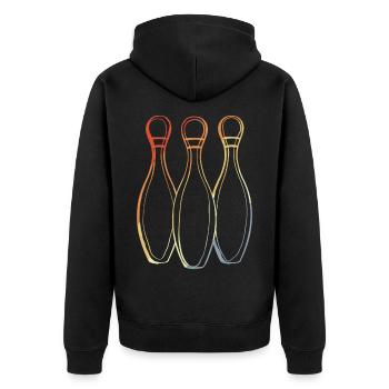 Bowling Skizze Retro Look - Unisex Premium Bio Zip Hoodie - Schwarz - Hinten - Nico (187cm)