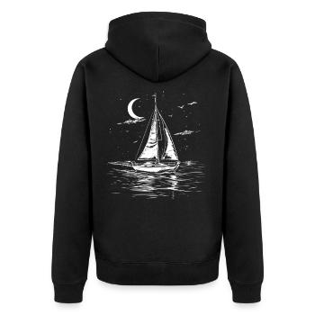 Segeln Zeichnung - Unisex Premium Bio Zip Hoodie - Schwarz - Hinten - Nico (187cm)