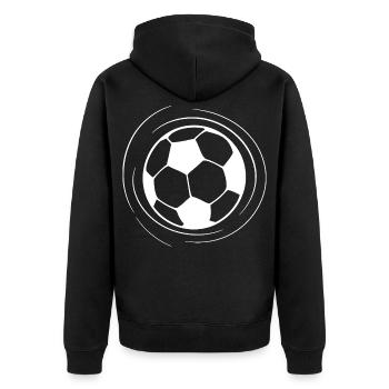 Fußball Skizze - Unisex Premium Bio Zip Hoodie - Schwarz - Hinten - Nico (187cm)