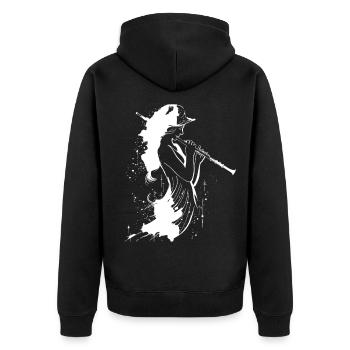 Croquis de joueur de flûte - Veste à capuche bio Premium Unisexe - noir - Dos - Nico (187cm)