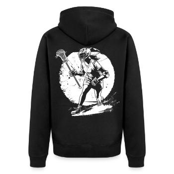 Lacrosse Spielerin Skizze - Unisex Premium Bio Zip Hoodie - Schwarz - Hinten - Nico (187cm)