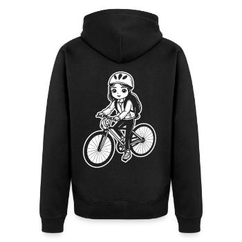 Female cyclist sketch - Unisex Premium Organic Zip Hoodie - black - Back - Nico (187cm)