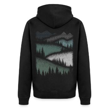 Nature Mountains Hiking Forest Minimalist Gift - Unisex Premium Organic Zip Hoodie - black - Back - Nico (187cm)