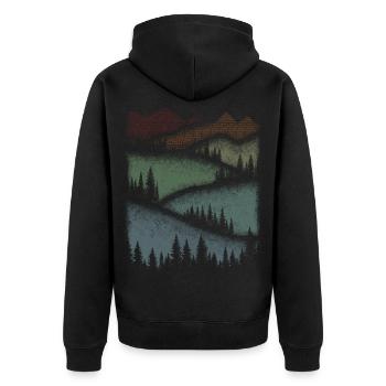 Hiking Nature Mountains Forest Minimalist Gift - Unisex Premium Organic Zip Hoodie - black - Back - Nico (187cm)