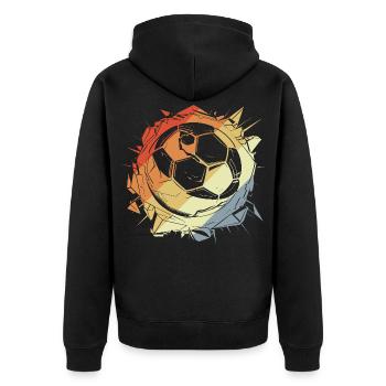 Vintage Football Graphic - Unisex Premium Organic Zip Hoodie - black - Back - Nico (187cm)