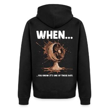Funny Murphy's Law Meme Disaster Office Colleagues - Unisex Premium Organic Zip Hoodie - black - Back - Nico (187cm)