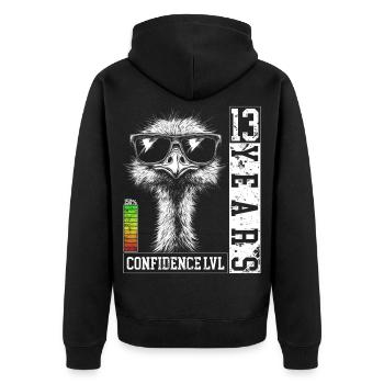 Strauß Vogel Sonnenbrille 13 Jahre Geburtstag - Unisex Premium Bio Zip Hoodie - Schwarz - Hinten - Nico (187cm)