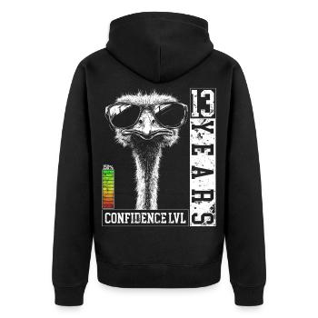 Vogel Strauß Sonnenbrille 13 Jahre Geburtstag - Unisex Premium Bio Zip Hoodie - Schwarz - Hinten - Nico (187cm)
