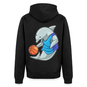 Delfin Basketballspieler Basketball - Unisex Premium Bio Zip Hoodie - Schwarz - Hinten - Nico (187cm)
