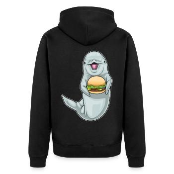 Dolphin Cheeseburger - Unisex Premium Organic Zip Hoodie - black - Back - Nico (187cm)