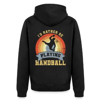 Handball Dicton Look Rétro - Veste à capuche bio Premium Unisexe - noir - Dos - Nico (187cm)