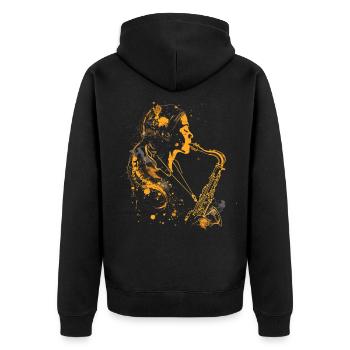 Saxophone fille graffiti - Veste à capuche bio Premium Unisexe - noir - Dos - Nico (187cm)