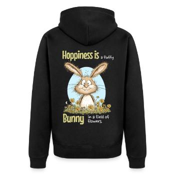 Bunny Easter Motif Saying Spring - Unisex Premium Organic Zip Hoodie - black - Back - Nico (187cm)
