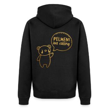 Pelmeni Call Sweet Bear Gold Gift - Unisex Premium Organic Zip Hoodie - black - Back - Nico (187cm)