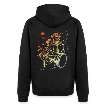 Vintage Chess Set Sketch - Unisex Premium Organic Zip Hoodie - black - Back - Nico (187cm)