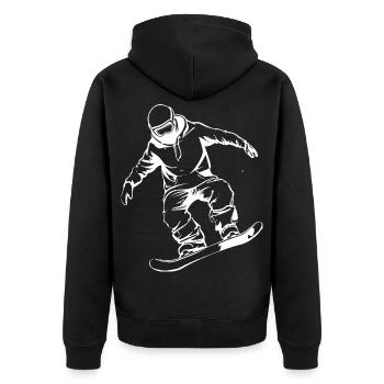 Snowboarder Zeichnung - Unisex Premium Bio Zip Hoodie - Schwarz - Hinten - Nico (187cm)