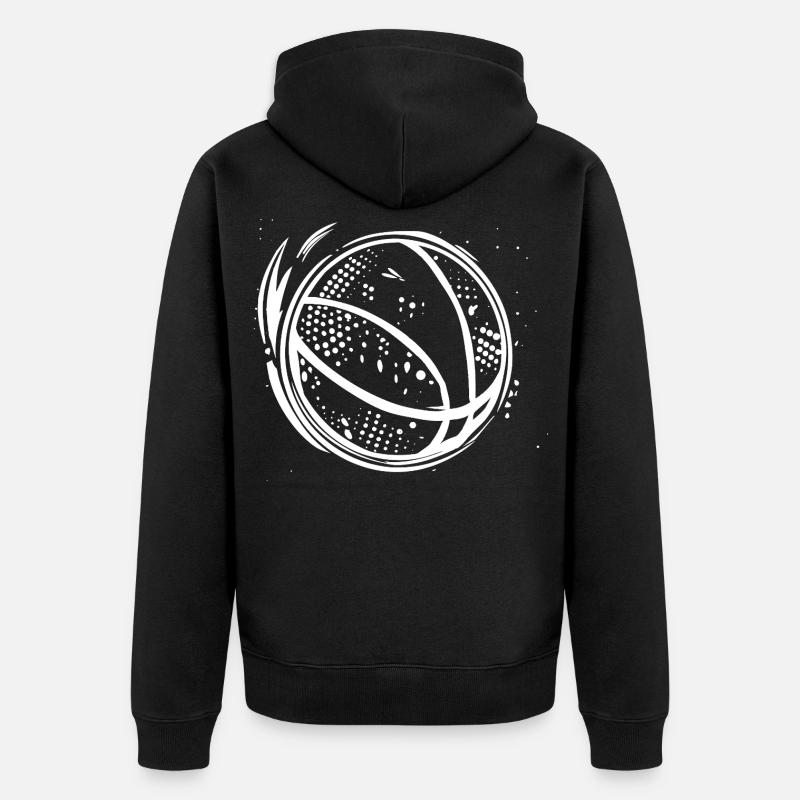 Dessin de basket-ball - Veste à capuche bio Premium Unisexe - noir