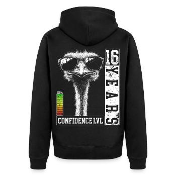 Vogel Strauß Sonnenbrille 16 Jahre Geburtstag - Unisex Premium Bio Zip Hoodie - Schwarz - Hinten - Nico (187cm)