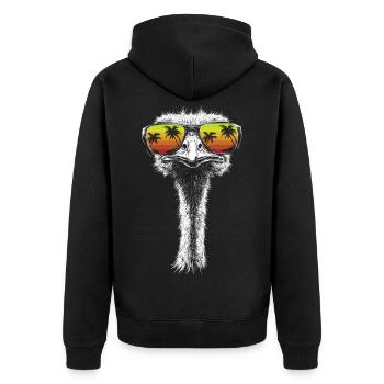 Strauß Sonnenbrille Vogel Palmen Geschenk Retro - Unisex Premium Bio Zip Hoodie - Schwarz - Hinten - Nico (187cm)