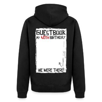 40 Jahre | 40. Geburtstag | Lustiges Gästebuch - Unisex Premium Bio Zip Hoodie - Schwarz - Hinten - Nico (187cm)