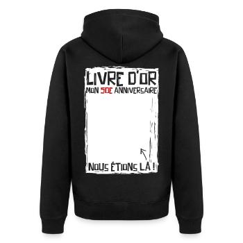 50 Jahre | 50. Geburtstag | Lustiges Gästebuch - Unisex Premium Bio Zip Hoodie - Schwarz - Hinten - Nico (187cm)