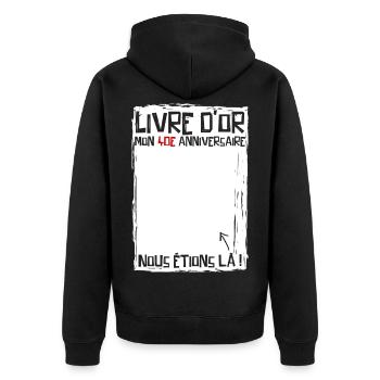 40 Jahre | 40. Geburtstag | Lustiges Gästebuch - Unisex Premium Bio Zip Hoodie - Schwarz - Hinten - Nico (187cm)