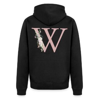 W Monogramme, Floral, Personnalisable - Veste à capuche bio Premium Unisexe - noir - Dos - Nico (187cm)