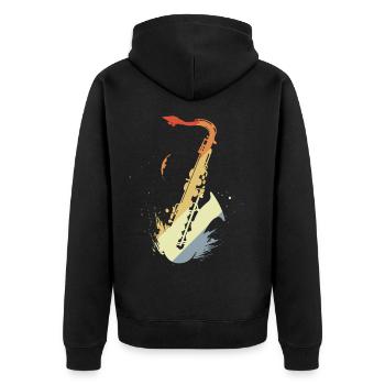 Saxophone Vintage Look - Veste à capuche bio Premium Unisexe - noir - Dos - Nico (187cm)