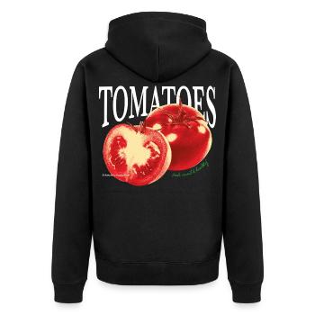 Tomatoes – Frisches Foodie-Statement - Unisex Premium Bio Zip Hoodie - Schwarz - Hinten - Nico (187cm)